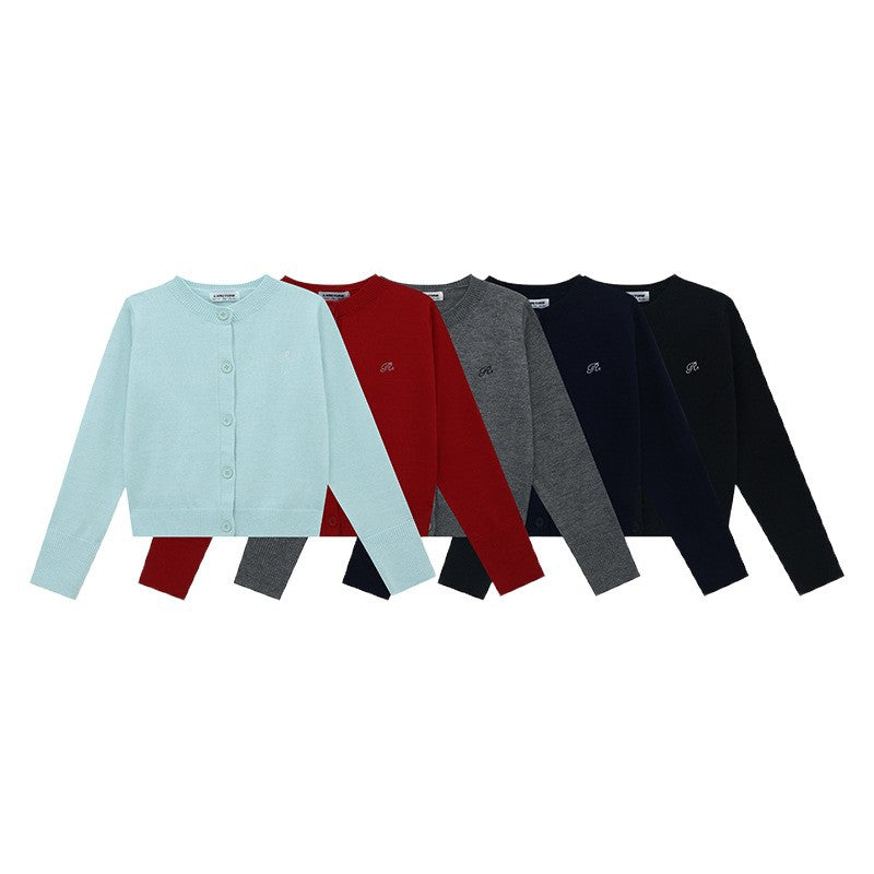 Damen Strickjacke mit feinem Rippenmuster und kontrastierenden Knopfdetails EB