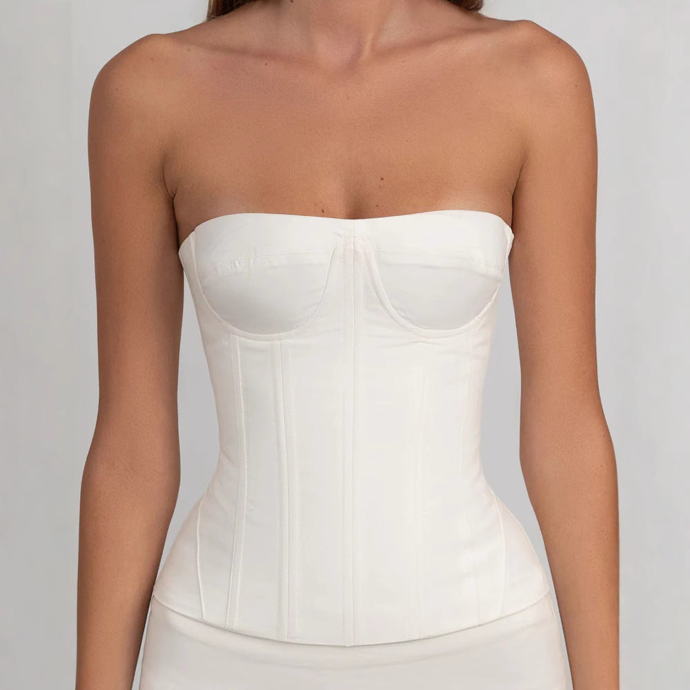 Damen figurbetontes Korsettkleid mit Rüschensaum EB