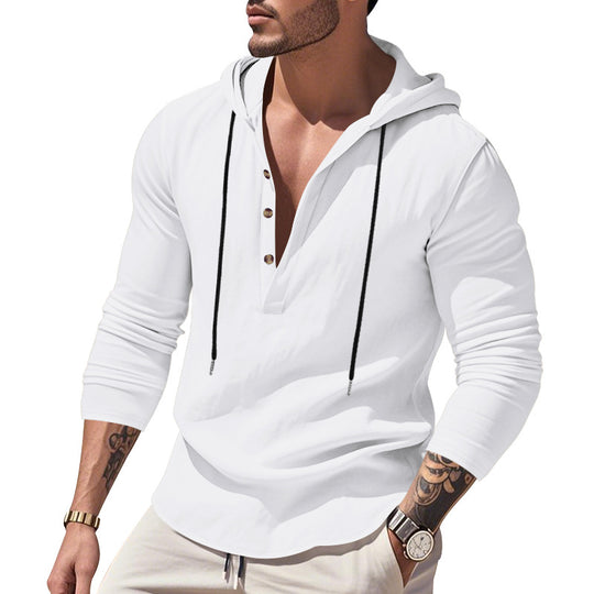 Herren lässiges Langarm-Hoodie mit Knopfleiste und modernem Schnitt EB