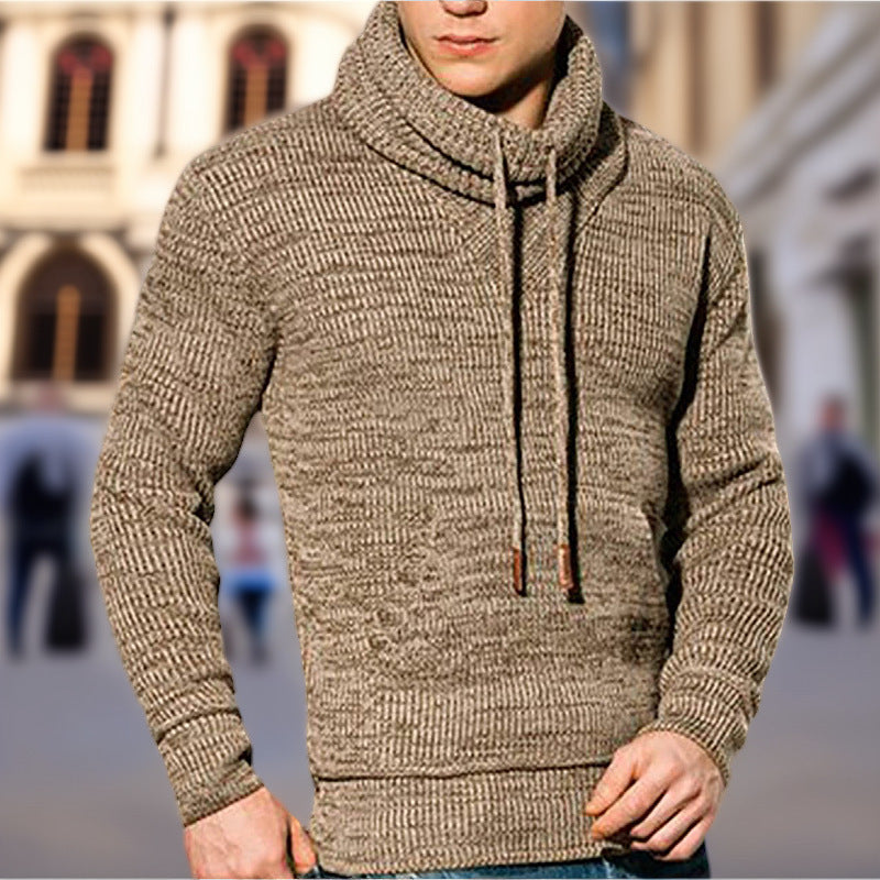 Herren Strickpullover mit hohem Kragen und seitlichen Taschen EB