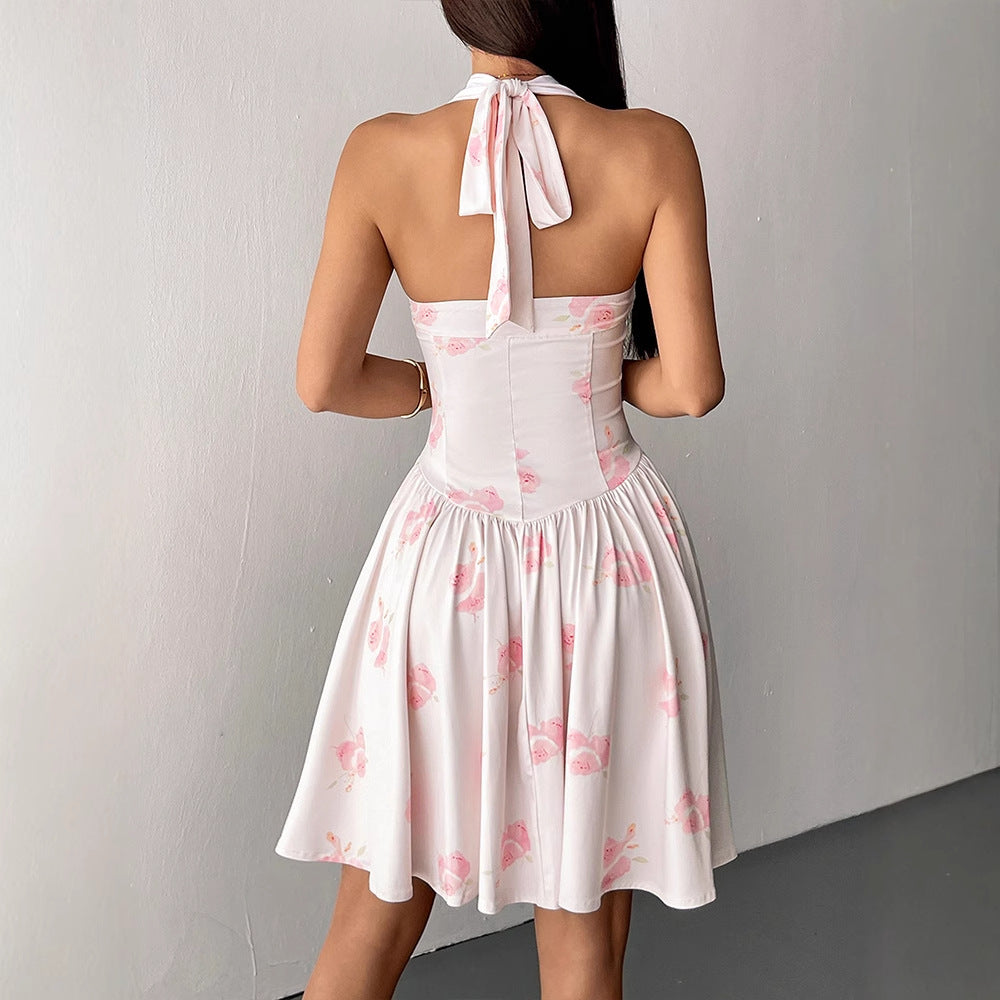 Damen Sommerliches Neckholderkleid mit floralem Design und taillierter Silhouette EB
