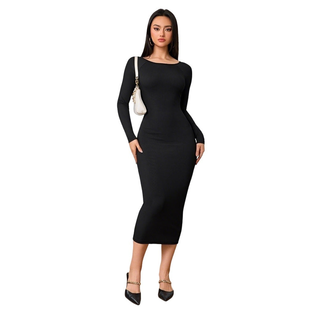 Damen figurbetontes Stretch-Midikleid mit U‑Boot‑Ausschnitt und figurformendem Rippstrick Eichborn Berlin