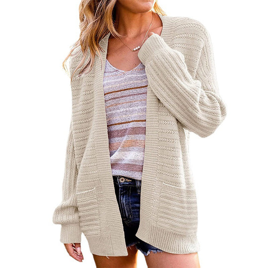 Damen gemütlicher Strickcardigan mit besonderen Details EB