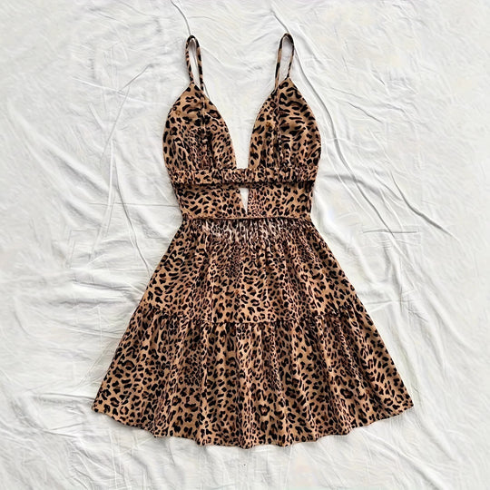 Damen Neckholder Sommerkleid mit floralem Muster und Rüschendetails EB