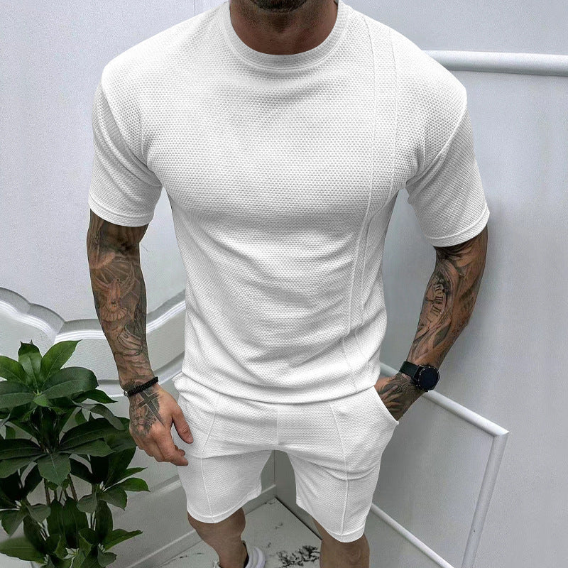 Herren Sportliches Kurzarm-Set mit innovativem Texturdesign und praktischen Eingrifftaschen EB