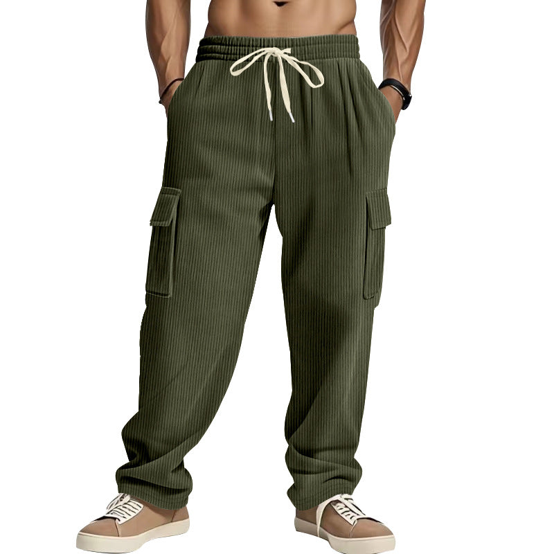 Herren Cordcargo-Hose mit weitem Bein, Tunnelzugbund und aufgesetzten Cargotaschen EB