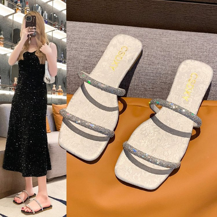 Damen modische Riemensandalen mit funkelnden Akzenten EB