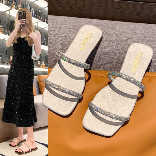 Damen modische Riemensandalen mit funkelnden Akzenten EB