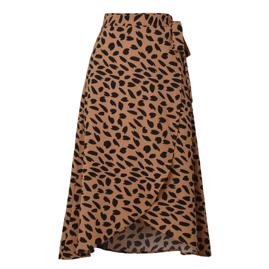 Damen Wickelrock mit animalischem Muster und eleganter Taillierung EB