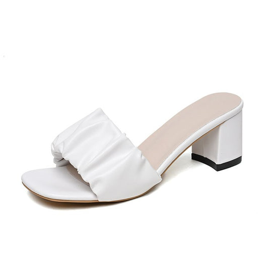 Damen trendige Blockabsatz-Sandalen mit Raffungen EB