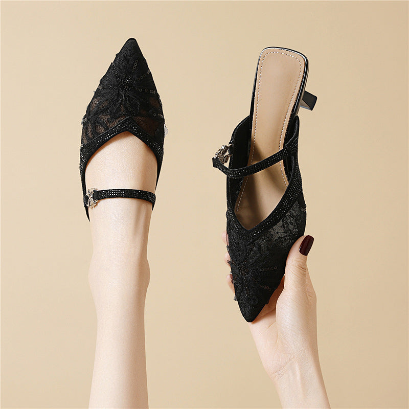 Damen Elegante Slingback-Pumps mit funkelnden Glitzerakzenten EB