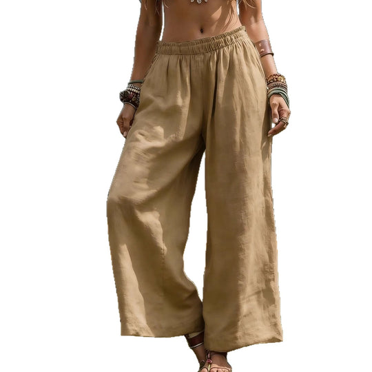 Damen Weit geschnittene Leinenhose EB
