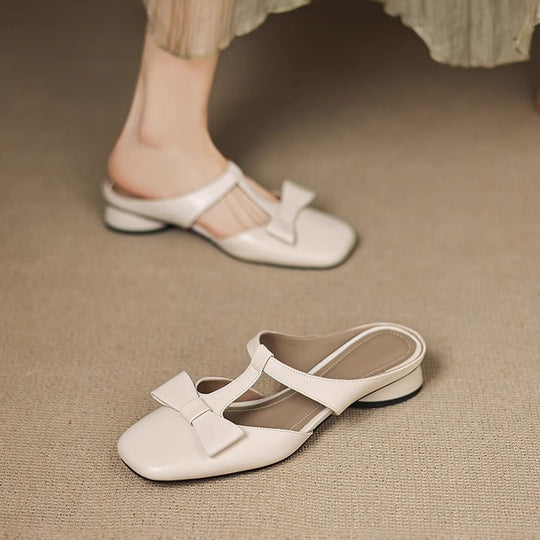 Damen Slingback-Pantoletten mit elegantem Schleifen-Design EB