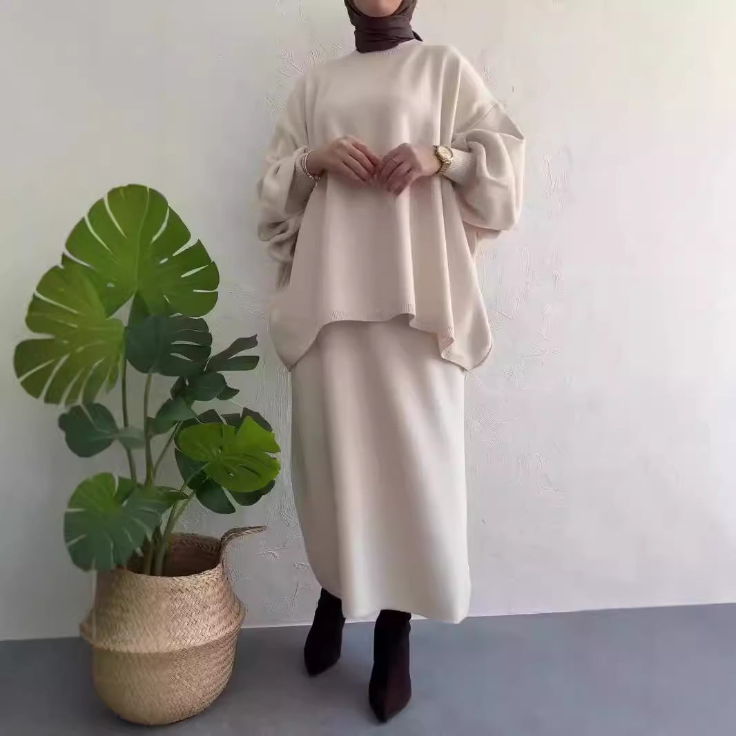 Damen Oversized Sweatshirt mit edlem Midi-Rock EB