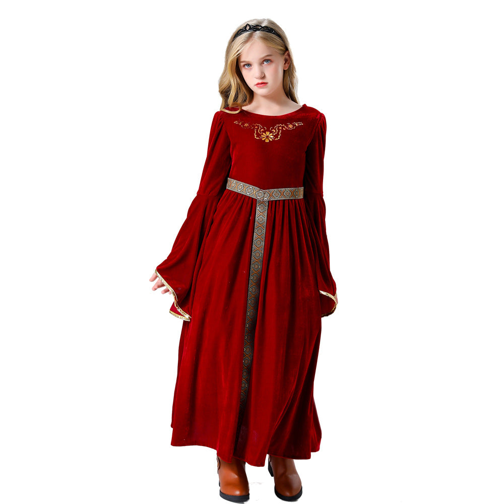 Mädchen Märchenhaftes Samtkleid mit eleganten Details EB