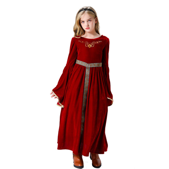 Mädchen Märchenhaftes Samtkleid mit eleganten Details EB