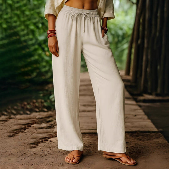 Damen Luftige Freizeithose mit weitem Schnitt und elastischem Bund EB