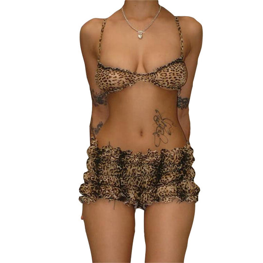 Damen modisches Tiermuster-Bikini-Set EB