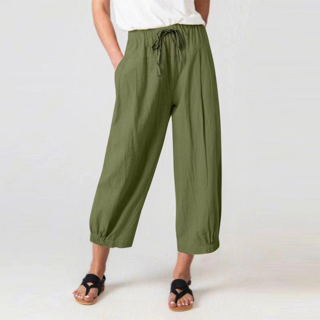 Damen Relaxed-Fit Freizeithose mit elastischem Bund und seitlichen Taschen EB