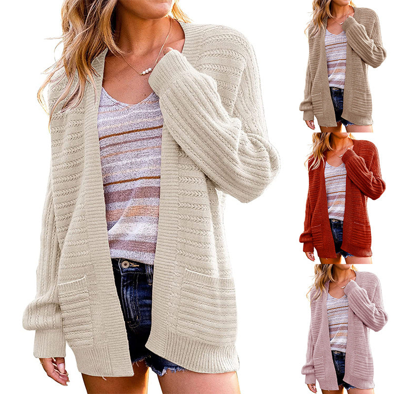 Damen gemütlicher Strickcardigan mit besonderen Details EB