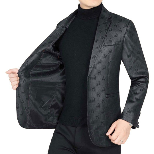 Herren Slim-Fit Sakko in Lederoptik mit fallendem Revers EB