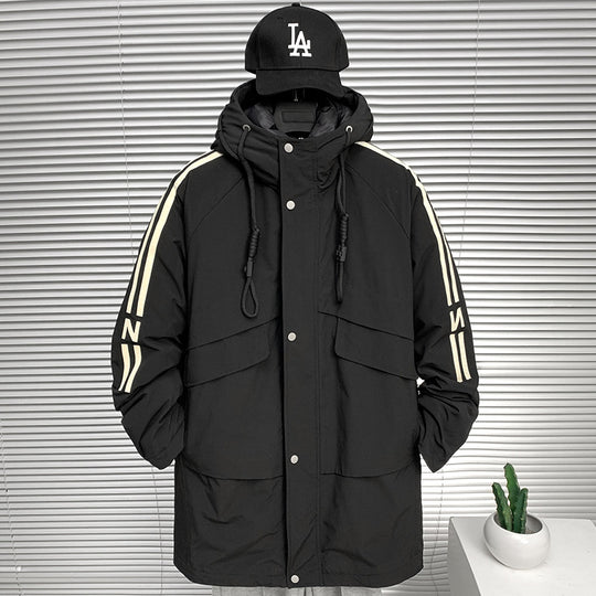 Herren modische Winterjacke mit praktischen Taschen und hohem Kragen EB