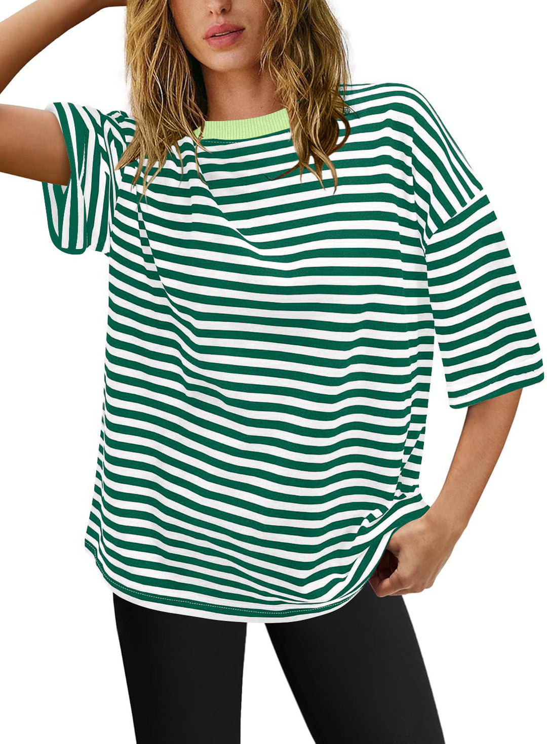 Damen Übergrößen T-Shirt mit Streifenmuster EB