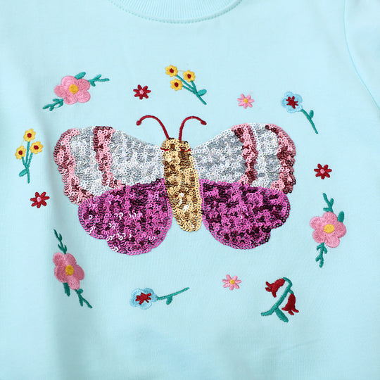 Mädchen Sweatshirt mit buntem Schmetterlingsmotiv EB