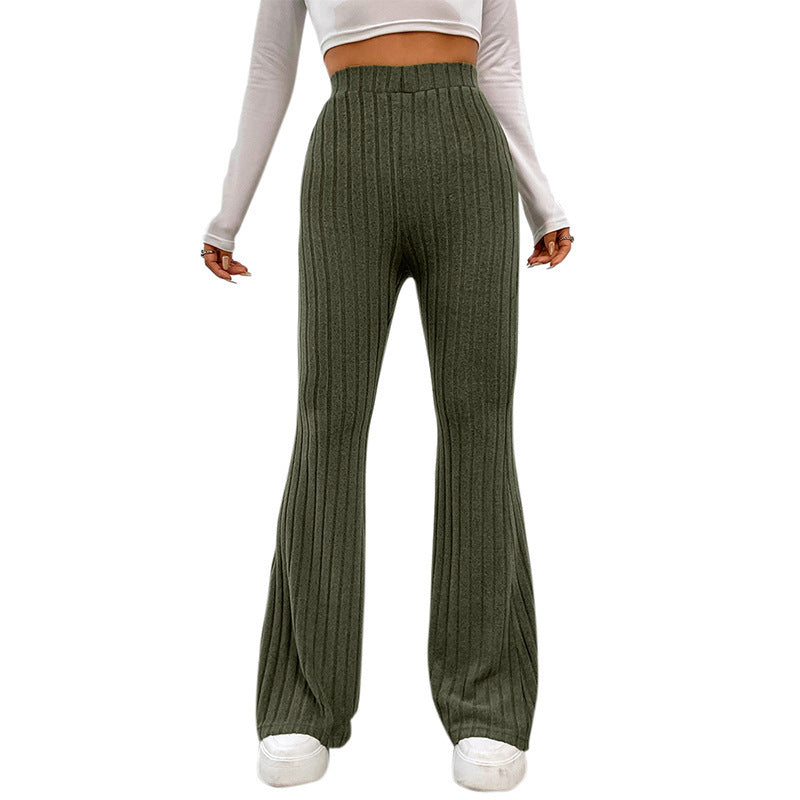 Damen lässige Flared-Hosen aus hochwertigen Strickmaterialien EB