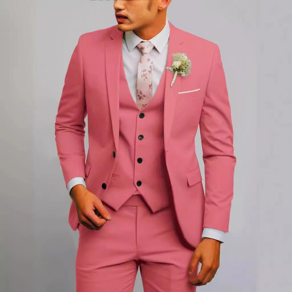 Herren nan dreiteiliges Business-Anzugset mit tailliertem Einreiher-Sakko, schmal geschnittener Weste und elegant geschnittener Anzughose EB