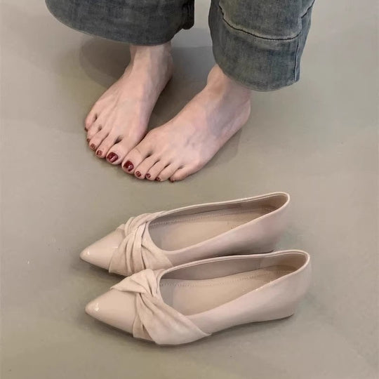 Damen elegante spitze Ballerinas mit modischer Schleifenapplikation EB