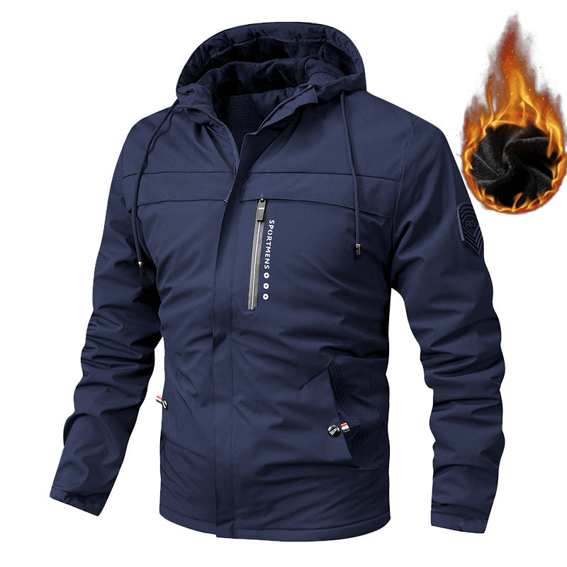 Herren  thermisch gefütterte Softshelljacke mit Kapuze, Fleece-Innenfutter und Reißverschluss-Brusttasche EB