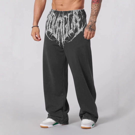 Herren nan weiche gewaschene Jogginghose mit weitem Schnitt und elastischem Bund EB
