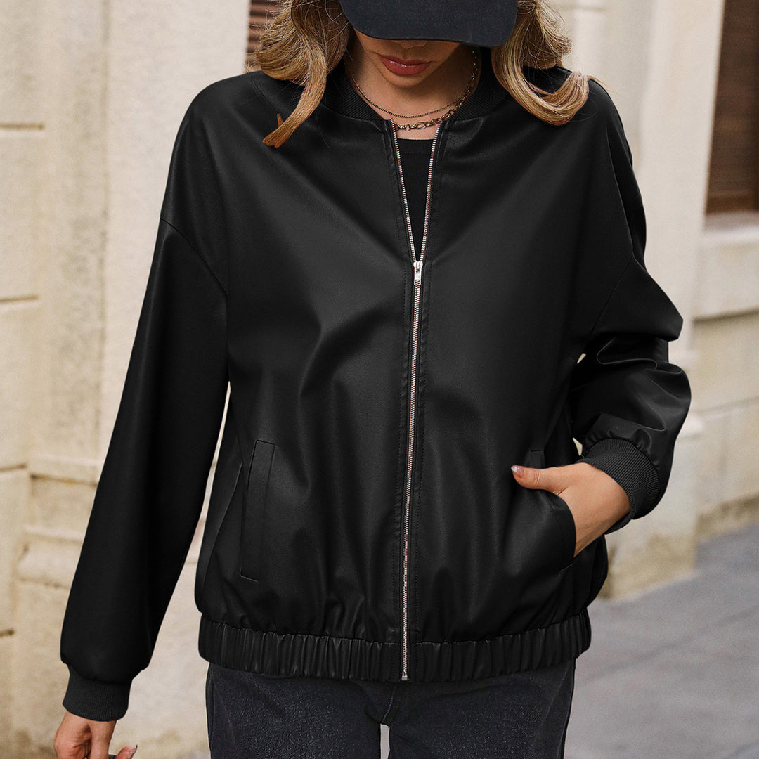 Damen Sportliche Bomberjacke mit elastischen Bündchen und Taschen EB