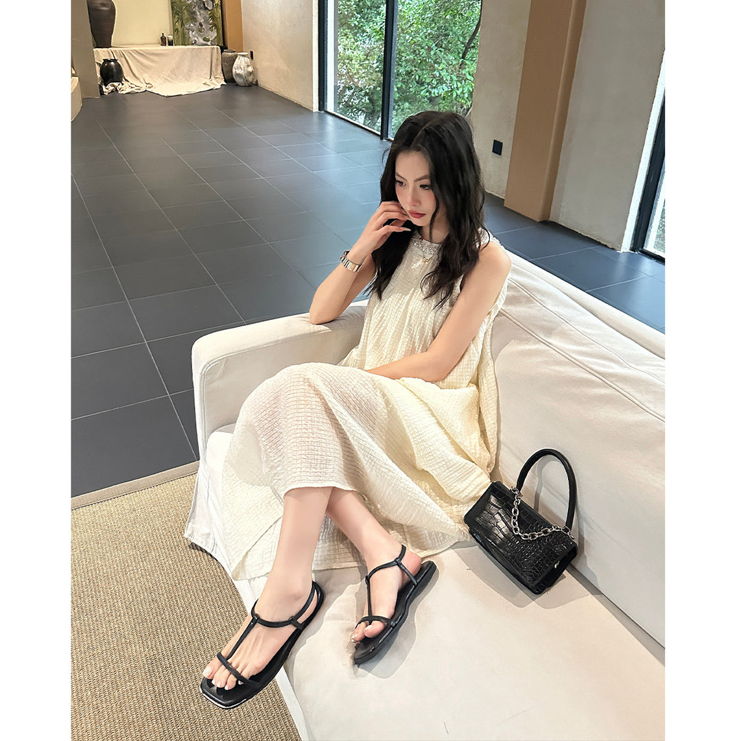 Damen elegante Zehentrenner-Sandalen mit schmalem Riemendesign EB