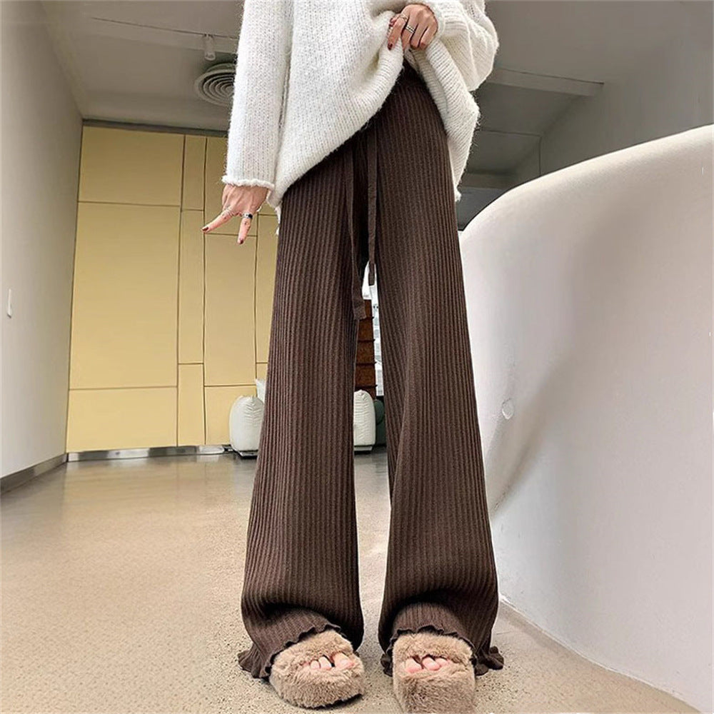 Damen Fließende Strickhose mit weichem Material und elegantem Saum EB