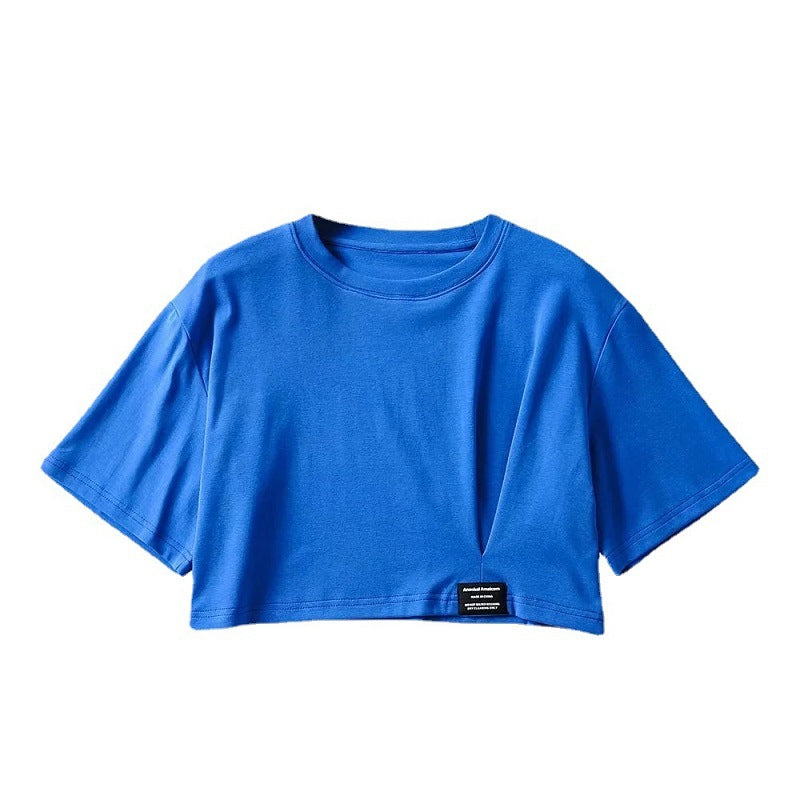 Damen cropped Freizeitoberteil mit lässigem Schnitt und elastischem Saum EB