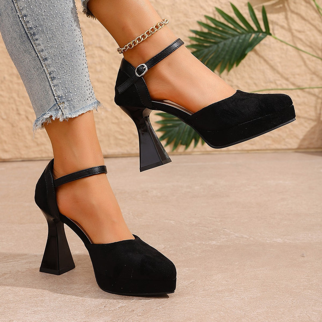 Damen Elegante Plateau-Pumps mit Riemchen EB