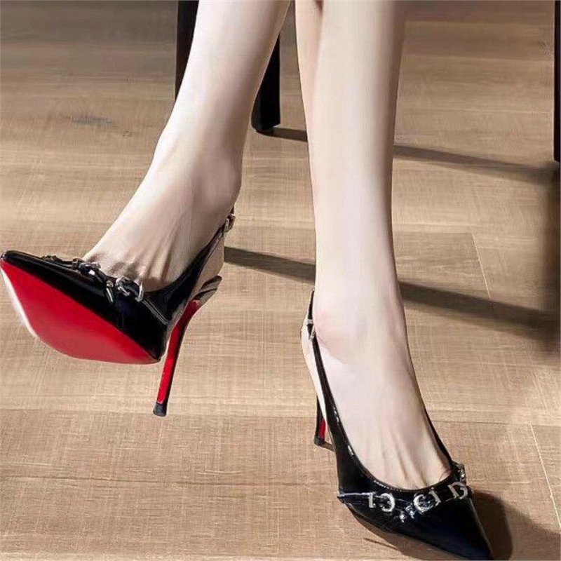 Damen Slingback Pumps mit glänzendem Obermaterial EB