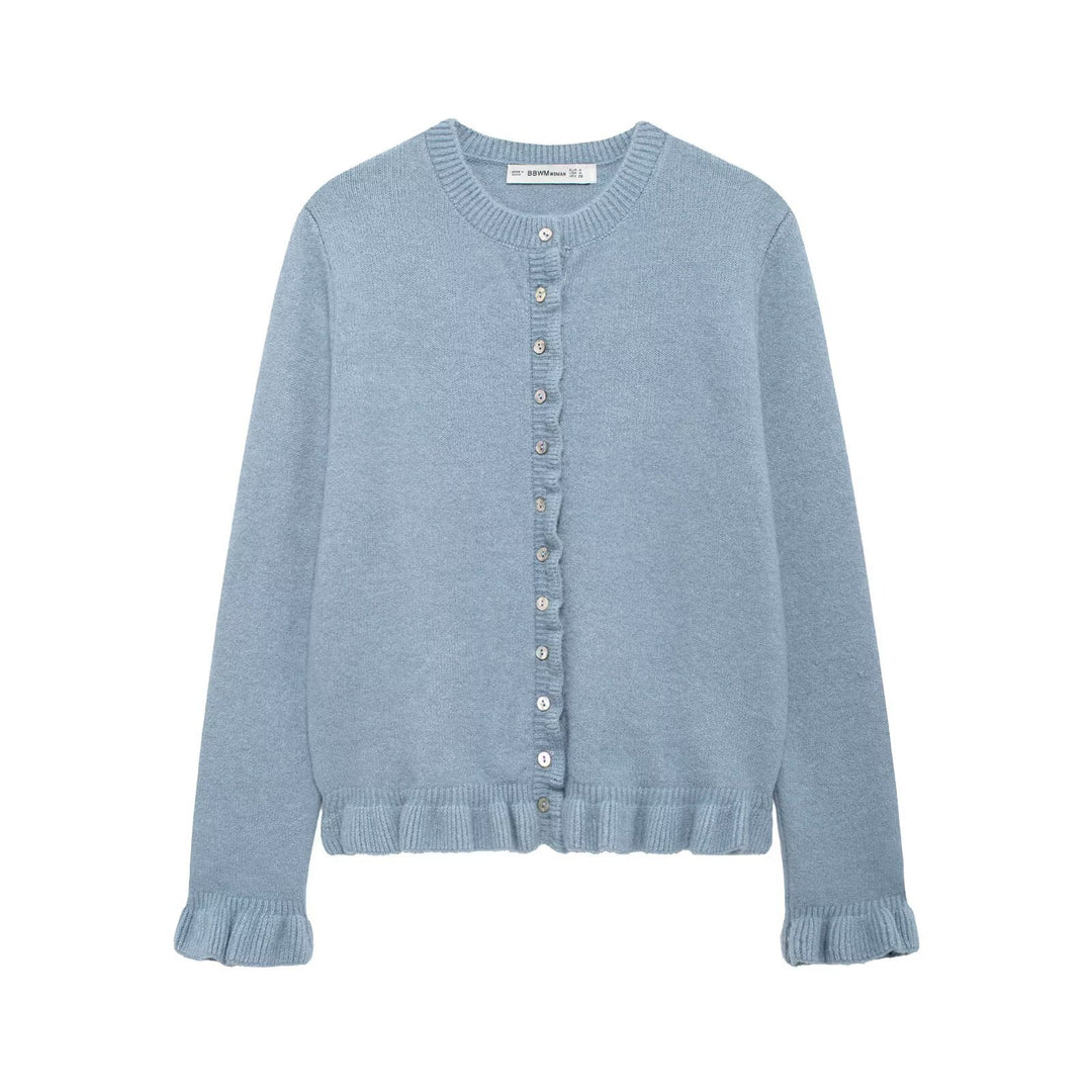 Damen elegante Strickjacke mit dekorativen Knöpfen EB