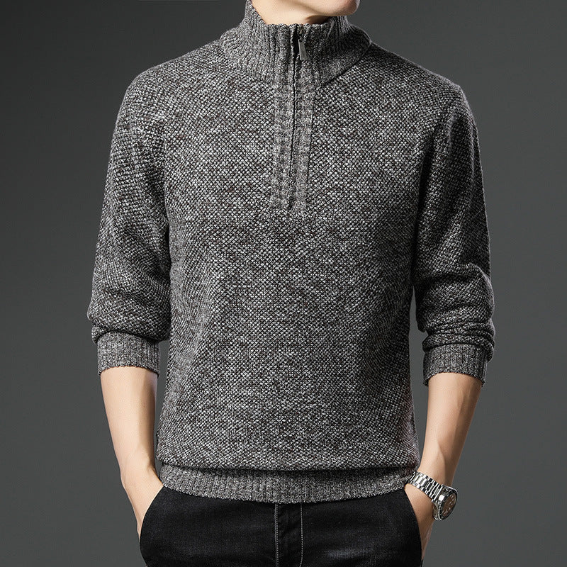 Herren modischer Pullover mit halb hochschließendem Reißverschluss und strukturiertem Design EB