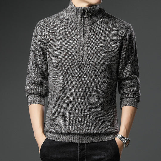 Herren modischer Pullover mit halb hochschließendem Reißverschluss und strukturiertem Design EB