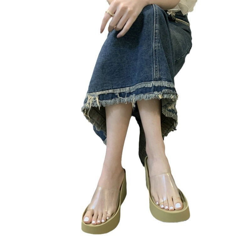 Damen Glamouröse Plateau-Sandalen mit transparentem Obermaterial EB