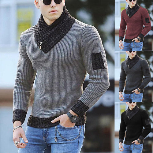 Herren strukturierter Pullover mit modernem Stehkragen EB