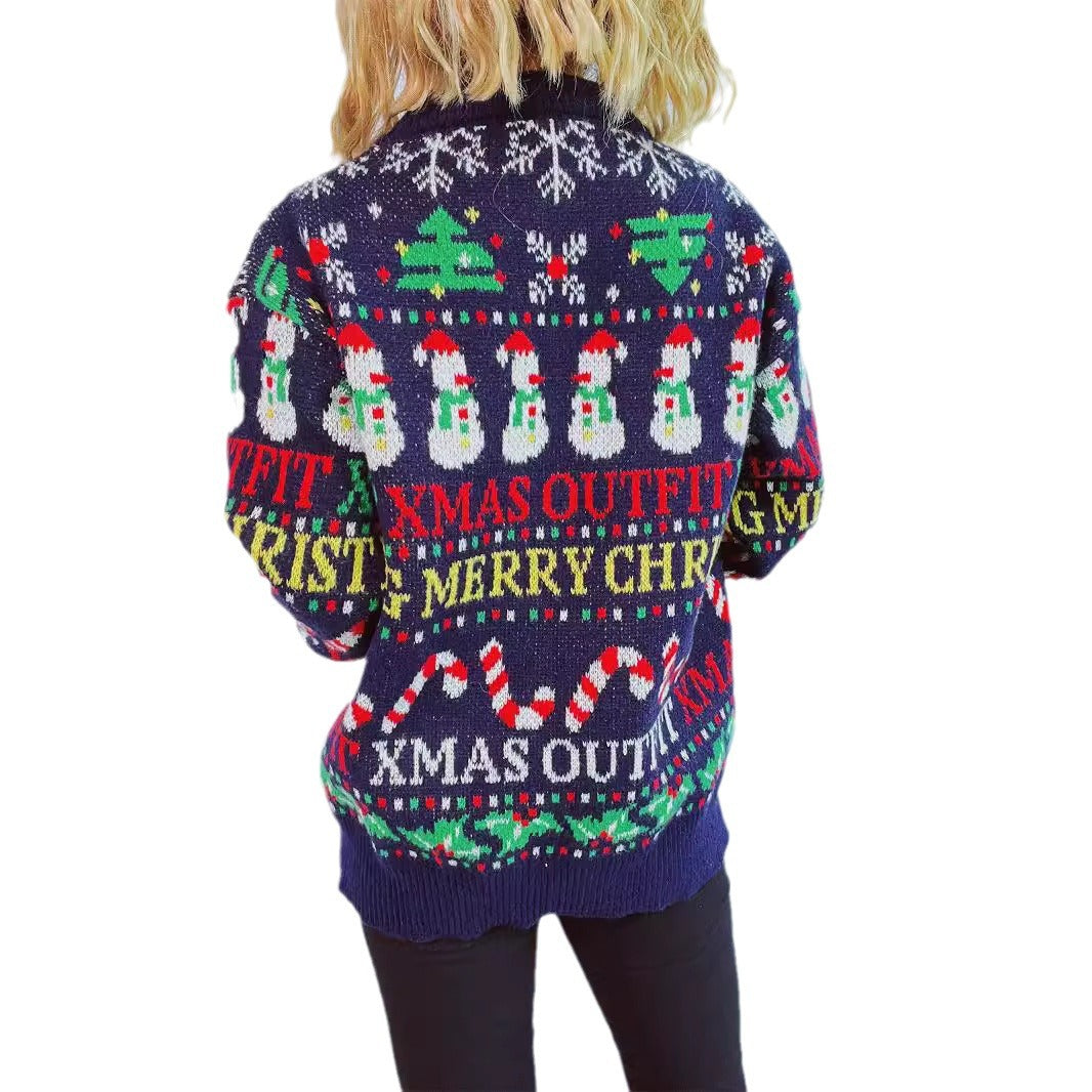 Damen Weihnachts-Pullover mit festlichem Motiv und lässigem Schnitt EB