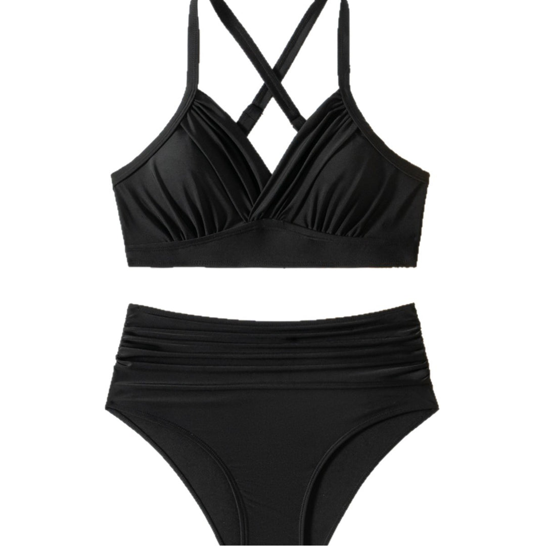 Damen Hochtaillierter Bikini mit Raffungen EB