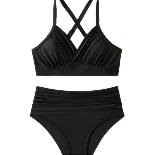 Damen Hochtaillierter Bikini mit Raffungen EB