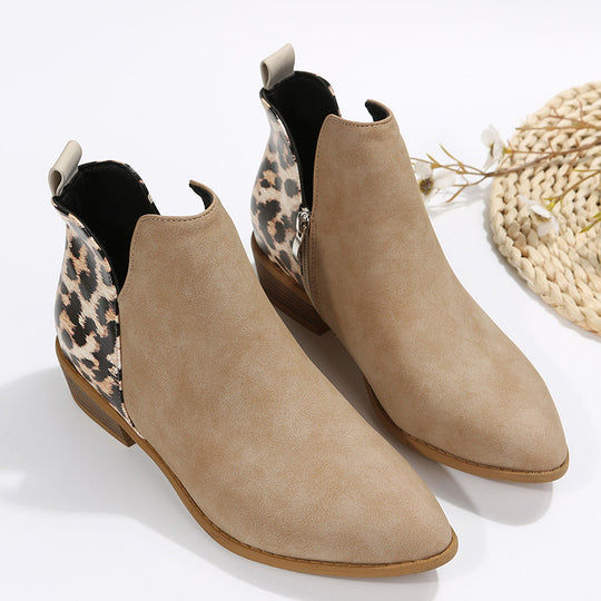 Damen nan knöchelhohe Chelsea-Ankleboots mit Leo-Fersenpaneel und niedrigem Blockabsatz EB