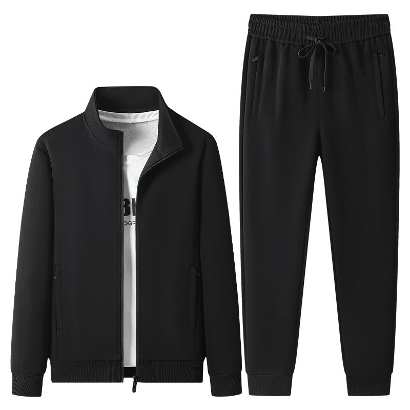 Herren Freizeit-Trainingsanzug Set mit Stehkragen Reißverschlussjacke und Jogginghose aus French Terry EB