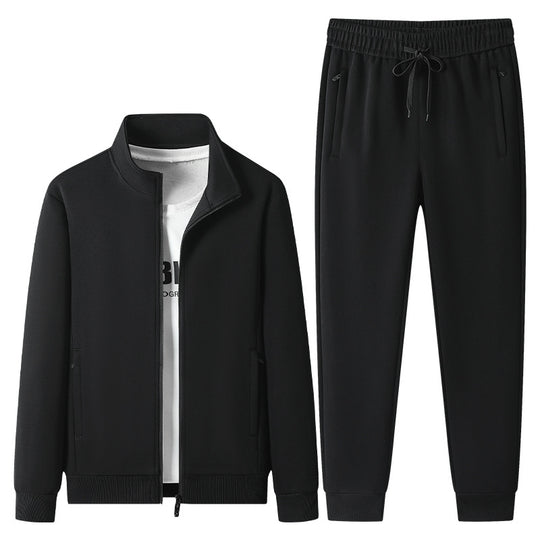 Herren Freizeit-Trainingsanzug Set mit Stehkragen Reißverschlussjacke und Jogginghose aus French Terry EB